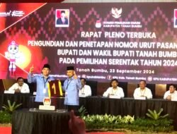 KPU Kabupaten Tanbu Tetapkan Nomor Urut Pasangan Cabup/Cawabup
