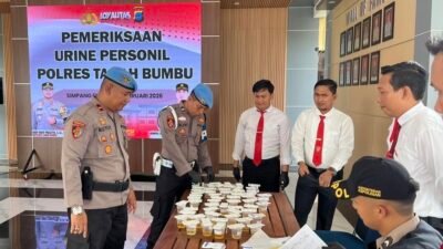 177 Personil Polres Tanah Bumbu Jalani Tes Urine,Ini Hasilnya