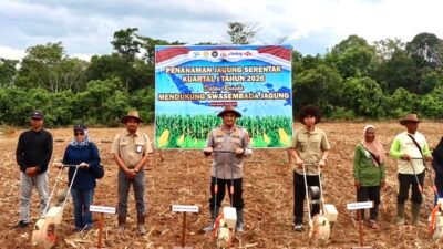 Kapolres Tanah Bumbu Ikuti Zoom Meeting Penanaman Jagung dan Penandatanganan MoU KUR Bersama Kapolri