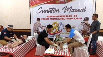 Polres Tanah Bumbu Gelar Khitanan Massal Gratis dan Donor Darah Sambut Hari Bhayangkara ke-80